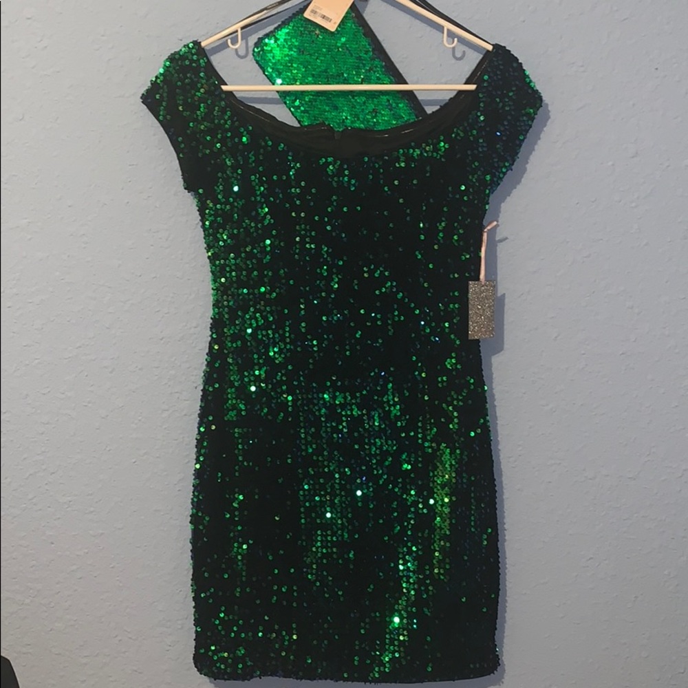 F21 Sequin Party Dress & Matching Clutch
